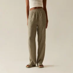 Flash Sale Kith Women Ida Monogram Silk Straight Leg Pant Verdant