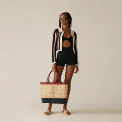 Discount Kith Women Kaden Cane Straw Tote Canvas