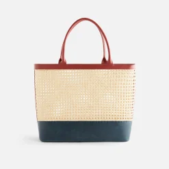 Discount Kith Women Kaden Cane Straw Tote Canvas