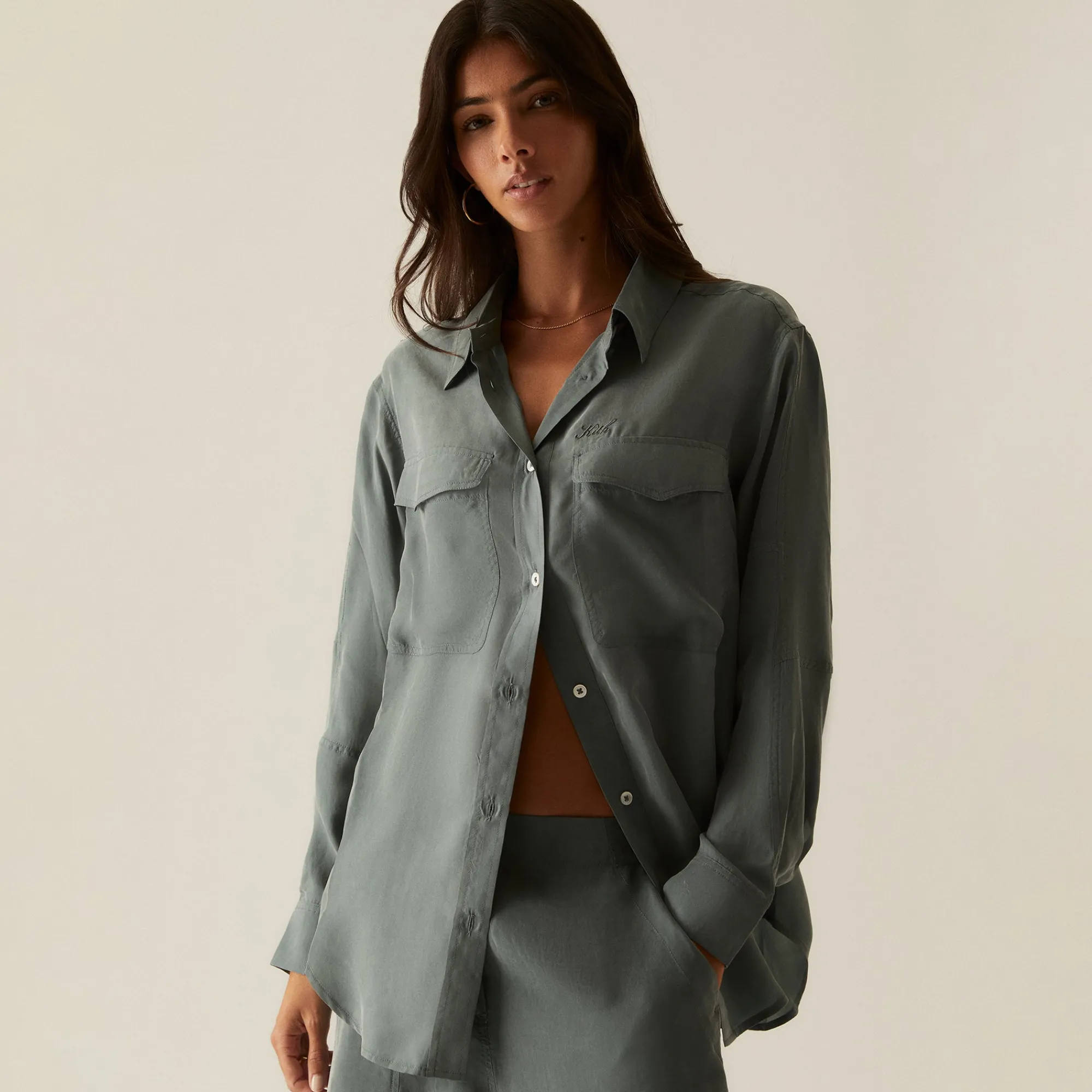 Cheap Kith Women Malin Cupro Shirt Court