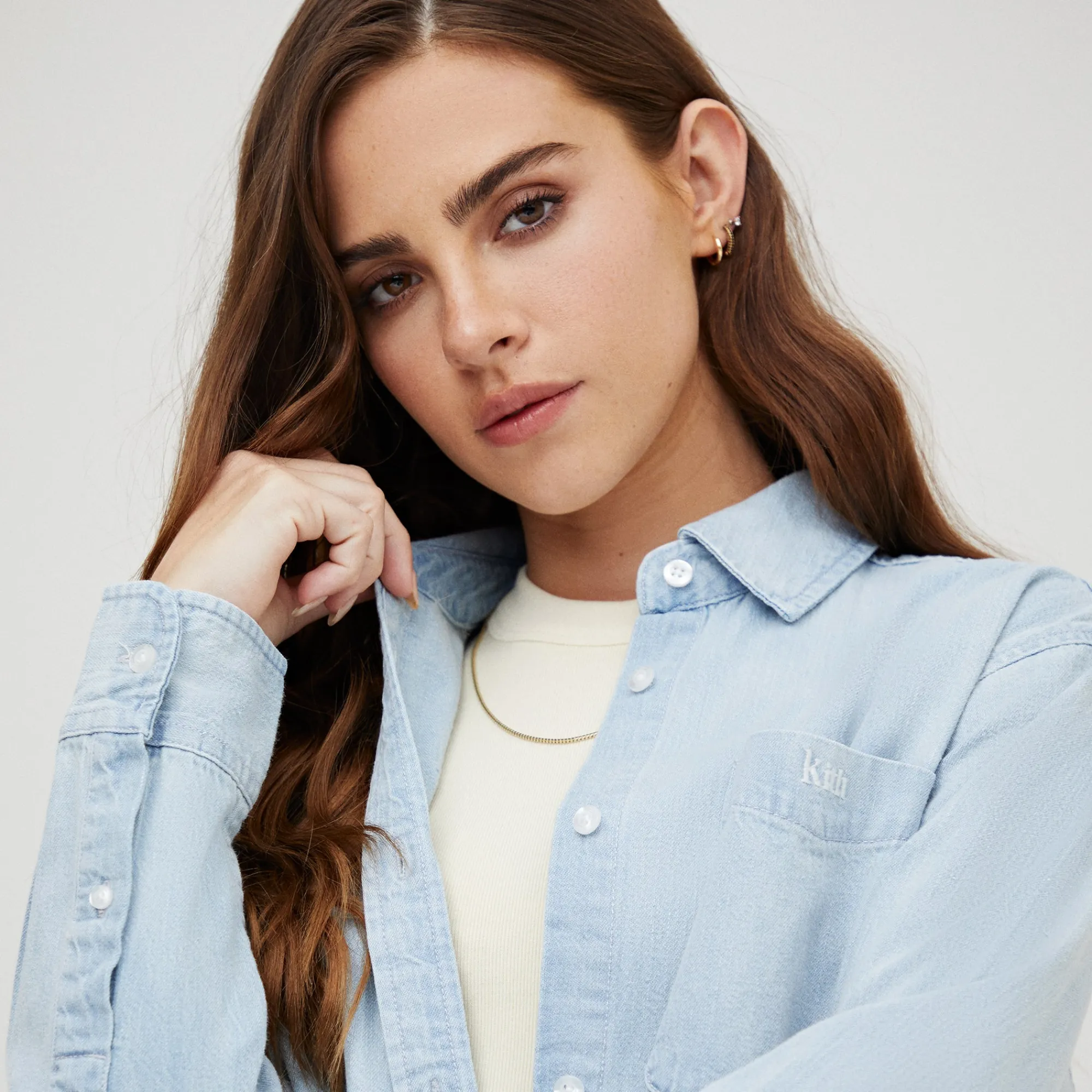Fashion Kith Women Ora Ii Denim Shirt Hayden Light Wash