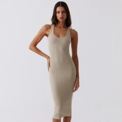 Best Sale Kith Women Rib Anthea Midi Dress Canvas