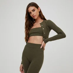 Hot Kith Women Yvette Ii Cropped Cardigan Moss