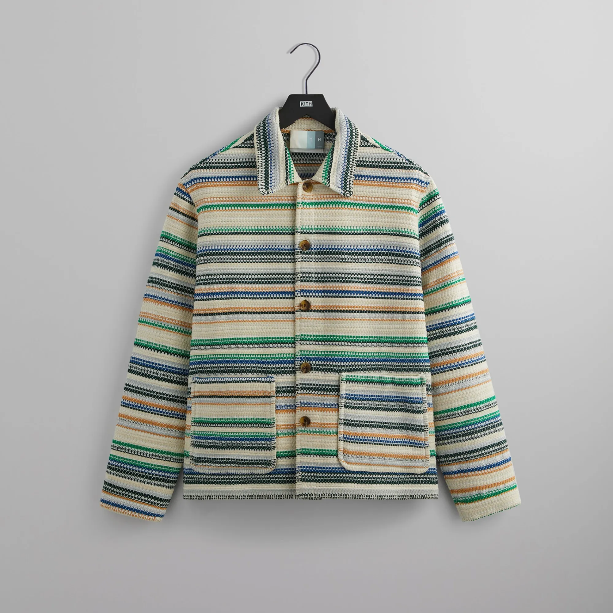 Discount Kith Woven Stripe Coaches Jacket Current