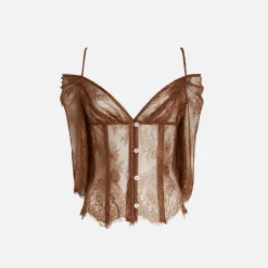 Outlet Kim Shui Lace Off Shoulder Top Brown