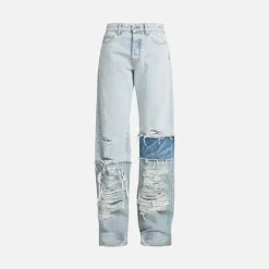Clearance Heron Preston Layered Denim Baggy Pant Light Blue