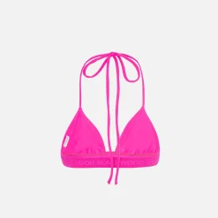Discount Brandon Blackwood Logo Halter Bikini Top Hot Pink