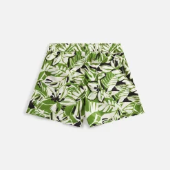 Best Sale Palm Angels Macro Hibiscus Swim Shorts Green / White