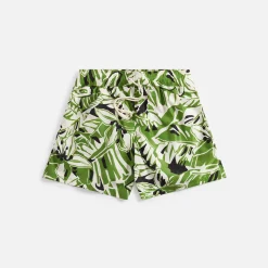 Sale Palm Angels Macro Hibiscus Swim Shorts Green / White