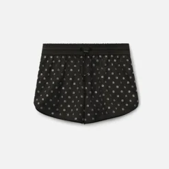 Fashion Alexander Wang Marathon Shorts With Allover Hotfix Black