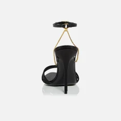 Online Saint Laurent Melody Sandal Chain Crepe Satin Black