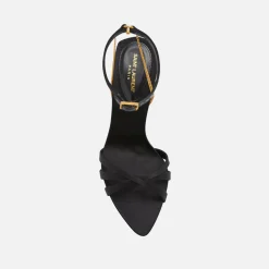 Discount Saint Laurent Melody Sandal Chain Crepe Satin Black