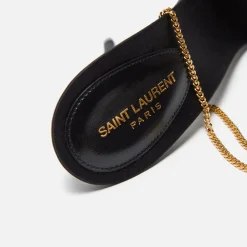 Discount Saint Laurent Melody Sandal Chain Crepe Satin Black