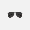 Fashion Balenciaga Metal Aviator Frame With Front Logo Black / Grey Lens