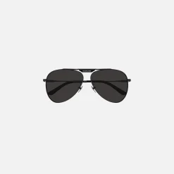 Fashion Balenciaga Metal Aviator Frame With Front Logo Black / Grey Lens