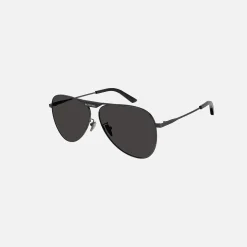 Fashion Balenciaga Metal Aviator Frame With Front Logo Black / Grey Lens