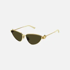 Clearance Bottega Veneta Metal Cat Eye Gold Frame / Brown Lens