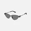 Flash Sale Bottega Veneta Metal Cat Eye Frame Dark Ruthenium / Grey Lens