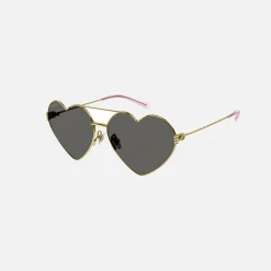 Outlet Gucci Metal Heart Aviator Frame Endura Gold / Grey