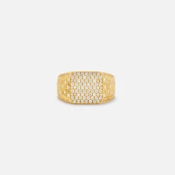 Shop Yvonne Leon Mini Chevaliere Princess Diamond Signet Ring Yellow Gold
