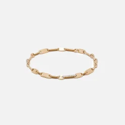 Fashion Maor Monolinka 4Mm Bracelet In Yellow With White Diamond Edging Gold