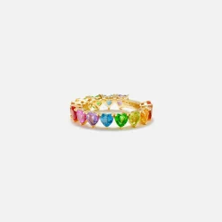 Cheap Yvonne Leon Multi Heart Ring Yellow Gold / Rainbow