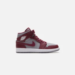 Shop Jordan Nike Air1 Mid Cherrywood Red / White / Cement Grey