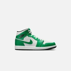 Cheap Jordan Nike Air1 Mid Lucky Green / Black / White
