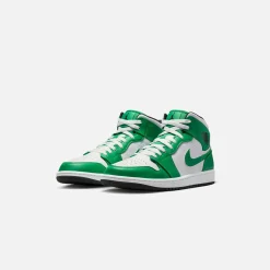 Cheap Jordan Nike Air1 Mid Lucky Green / Black / White