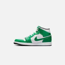 Cheap Jordan Nike Air1 Mid Lucky Green / Black / White