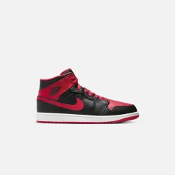 Flash Sale Jordan Nike Air1 Mid Black / Fire Red / White