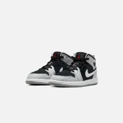New Jordan Nike Air1 Mid Se Black / University Red / White / Light Smoke
