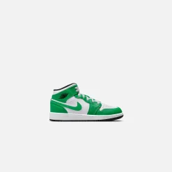 Clearance Jordan Nike Grade School Air1 Mid Lucky Green / Black / White