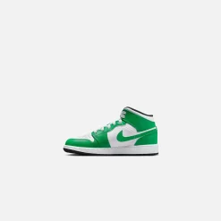 Clearance Jordan Nike Grade School Air1 Mid Lucky Green / Black / White