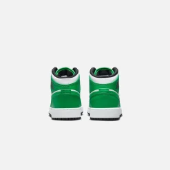 Clearance Jordan Nike Grade School Air1 Mid Lucky Green / Black / White