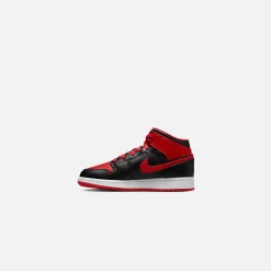 Cheap Jordan Nike Grade School Air1 Mid Black / Fire Red / White