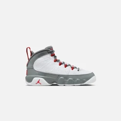 New Jordan Nike Grade School Air9 Retro White / Fire Red / Grey