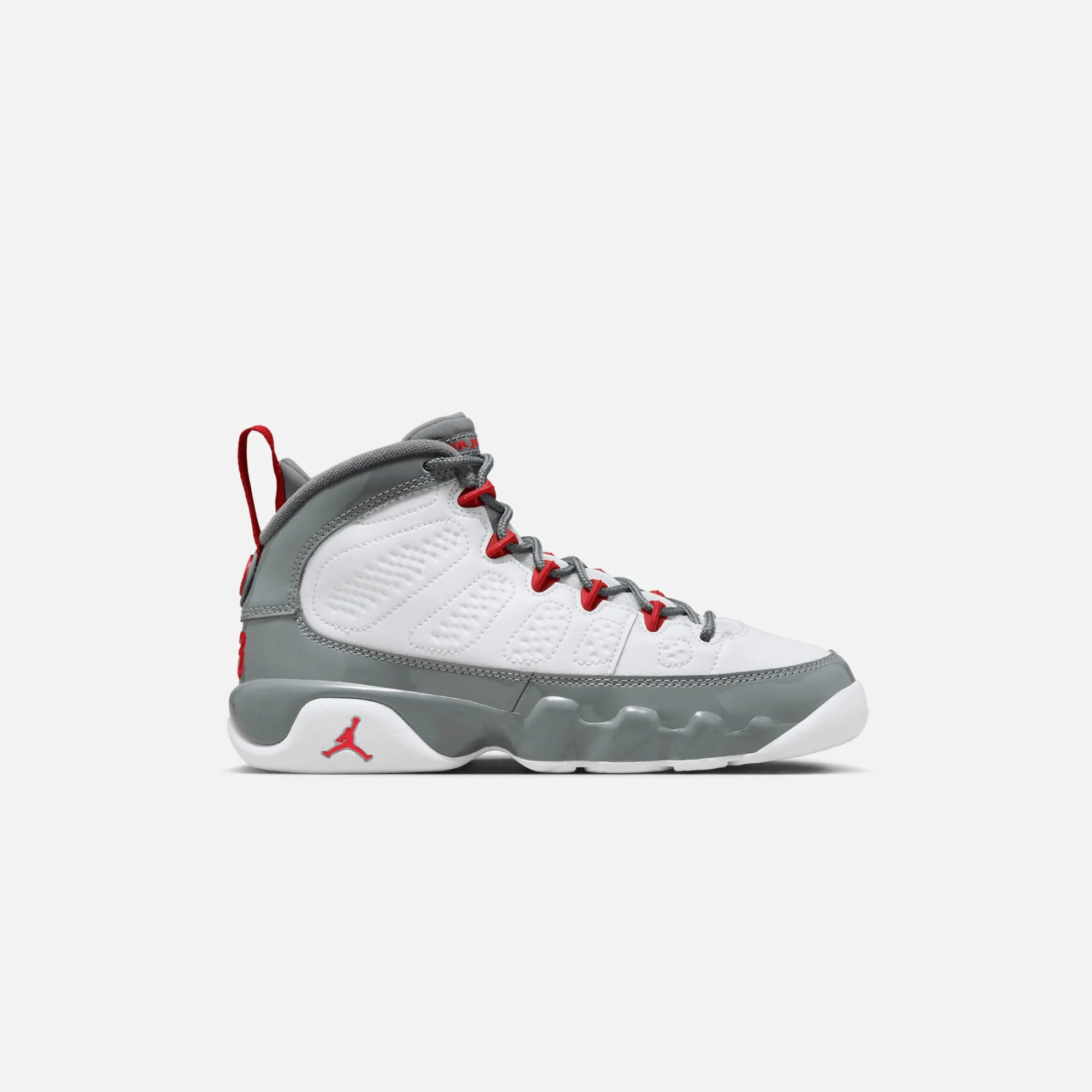 New Jordan Nike Grade School Air9 Retro White / Fire Red / Grey