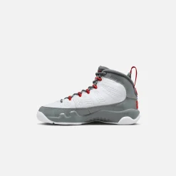 Shop Jordan Nike Grade School Air9 Retro White / Fire Red / Grey