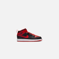 New Jordan Nike Pre-School Air1 Mid Black / Fire Red / White