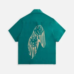Hot Awake Ny Dice Printed Rayon Camp Shirt Jade