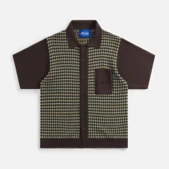 Best Sale Awake Ny Knit Crochet Button Down Brown / Multi
