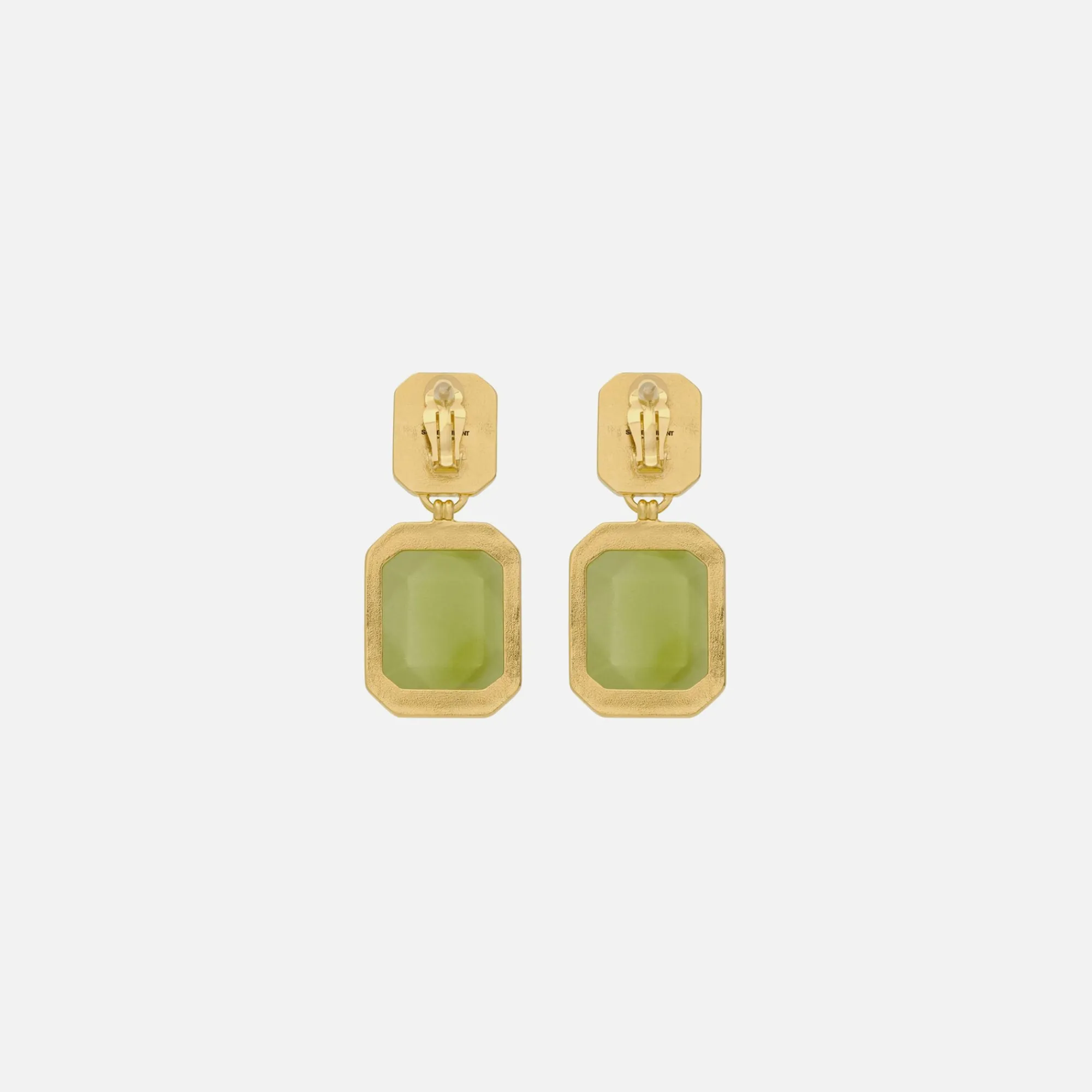 Cheap Saint Laurent Octagon Earrings Gold / Fuchsia / Olive