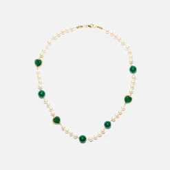 Clearance VEERT Onyx Freshwater Pearl Necklace Green