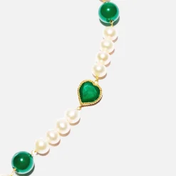 Clearance VEERT Onyx Freshwater Pearl Necklace Green