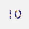 Store Yvonne Leon Paire De Creoles Mini Torsade Couleur Hoop Earring Yellow Gold / Blue