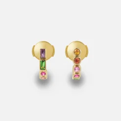 Shop Yvonne Leon Paire De Creoles Riviere Baguettes Clos Earrings Rainbow