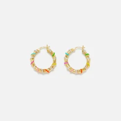 Best Sale Yvonne Leon Paire De Creoles Twistees Rainbow Hoop Earrings Multi