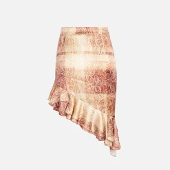 Shop Kim Shui Paisley Ruffle Skirt Brown