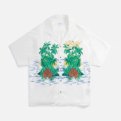 Shop Rhude Palmas Snap Shirt Off White